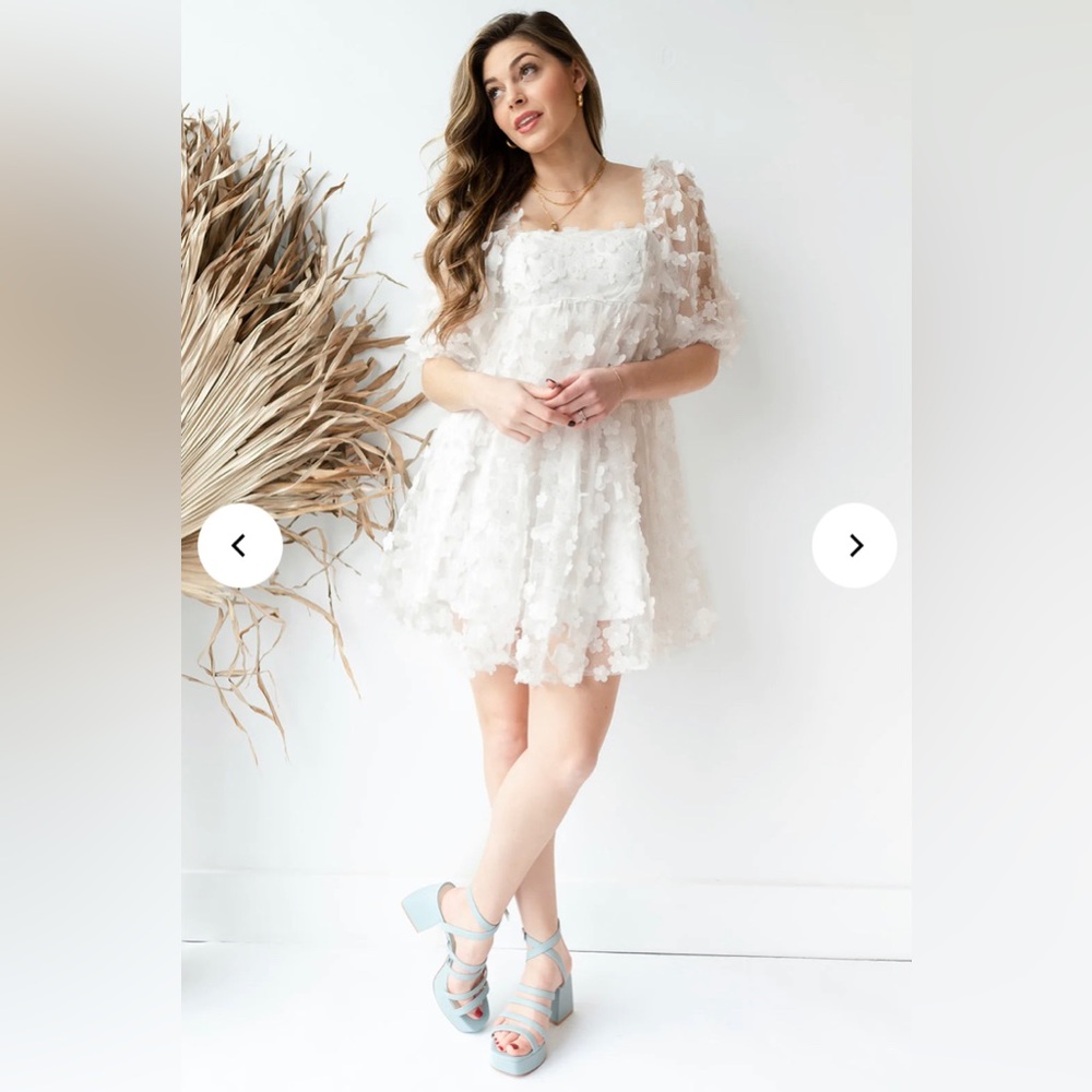 White Bride To Be Floral Mini Dress NWT